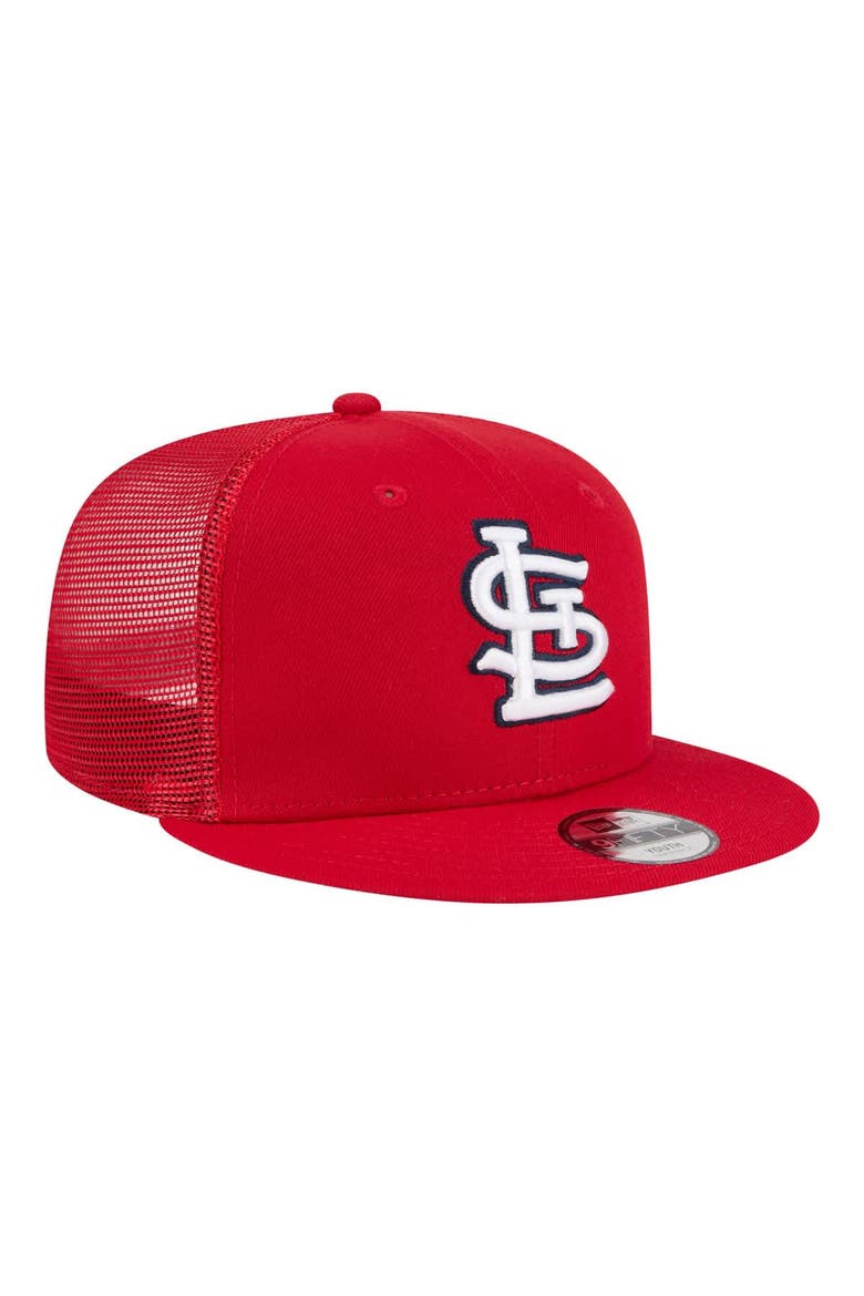 Youth New Era  Red St. Louis Cardinals 9FIFTY Trucker Snapback Hat, Alternate, color, Red