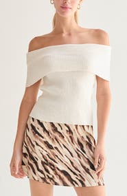 CRESCENT Off Shoulder Sweater Knit Top