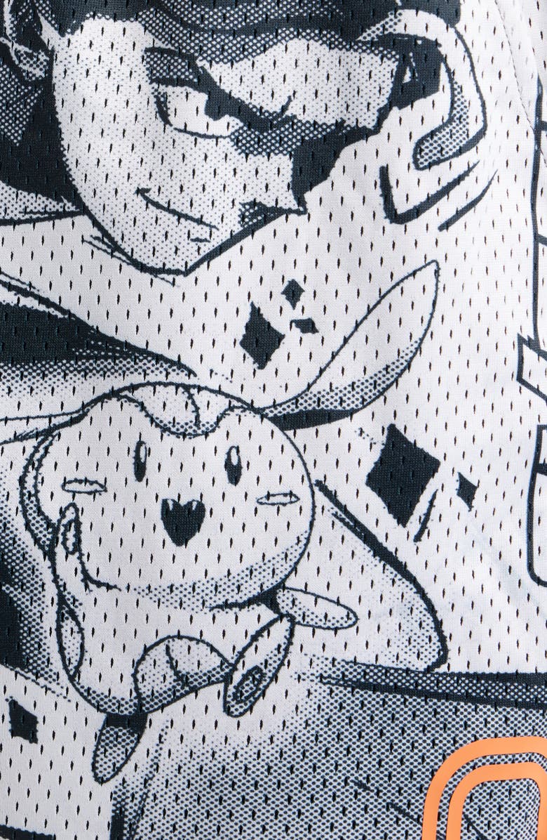 OVERTIME Anime Collage Mesh Basketball Shorts, Alternate, color, Black