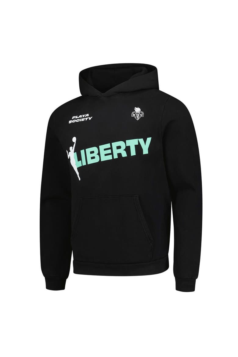 Unisex Playa Society Black New York Liberty Team Pullover Hoodie, Alternate, color, Black