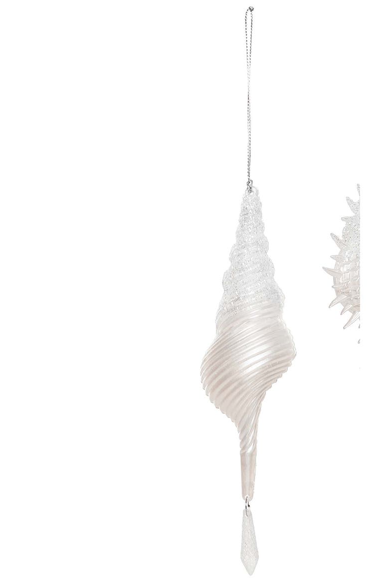 White Shimmer Shells Ornaments A/2, Alternate, color, White