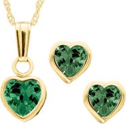 Mignonette 14k Gold Birthstone Necklace & Stud Earrings