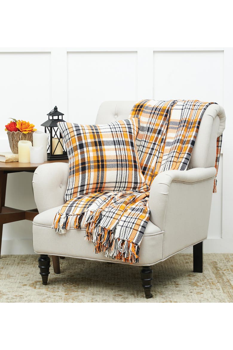 Plaid Decorative Throw Pillows, Alternate, color, Brown