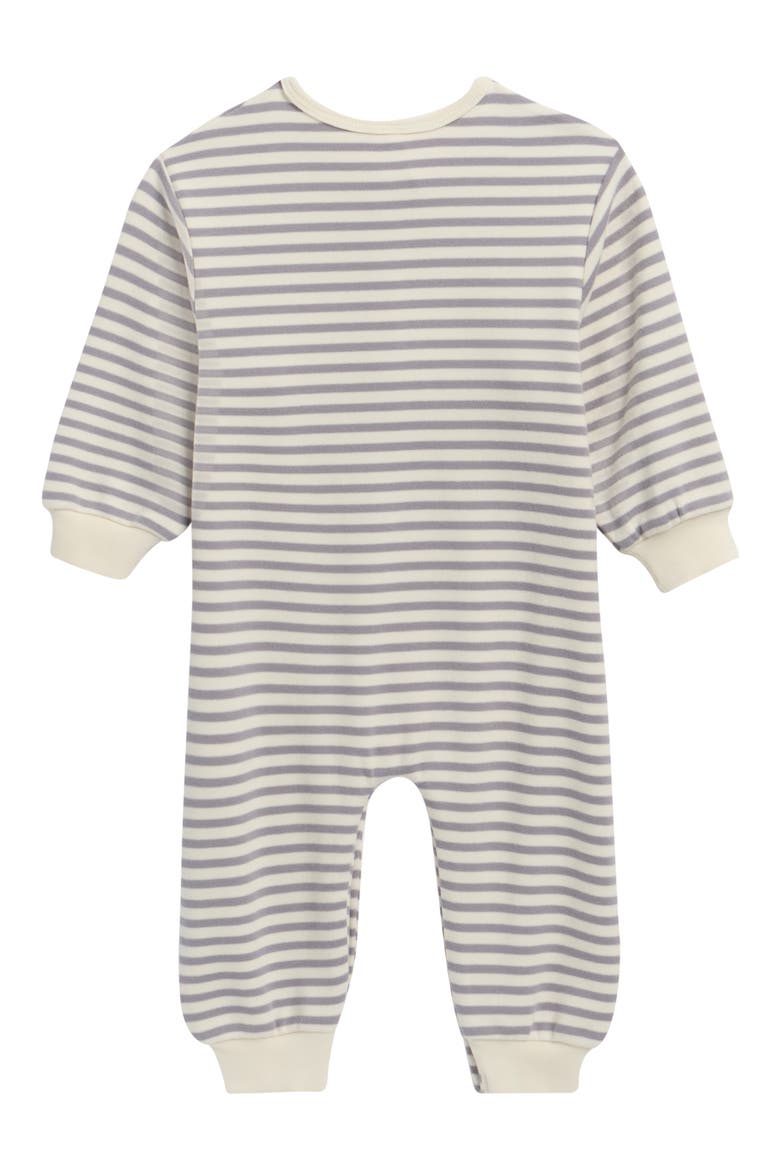 Kids' Stripe Stretch Organic Cotton Romper, Alternate, color, SLATE