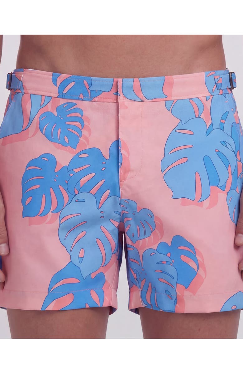 Lords of Harlech Monstera Floral Tailored Mens Swim Short, Alternate, color, Monstera Floral Coral