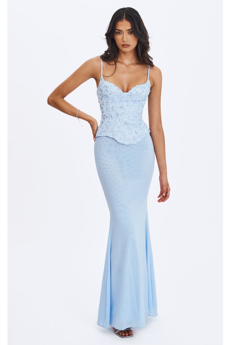Aurielle Sweetheart Mermaid Peplum Maxi Dress, Main, color, Baby Blue
