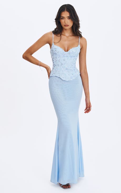 Aurielle Sweetheart Mermaid Peplum Maxi Dress