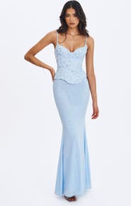 Miss Circle Aurielle Sweetheart Mermaid Peplum Maxi Dress