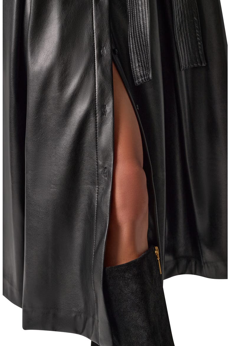 Faux Leather Belted Shirtdress, Alternate, color, BLACK