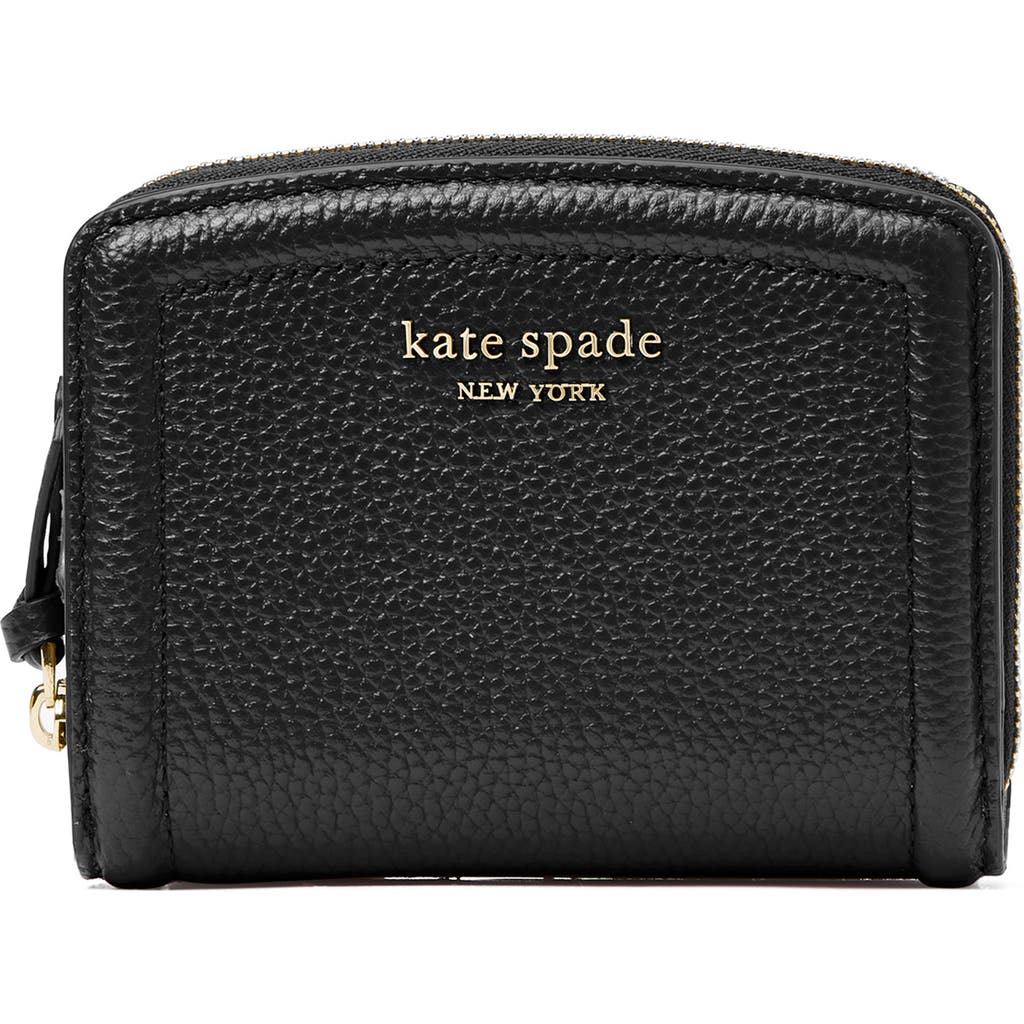 Kate Spade New York Knott Pebbled Leather Small Compact Wallet In Black