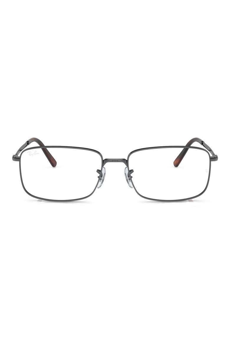 57mm Rectangular Optical Glasses, Main, color, GUNMETAL