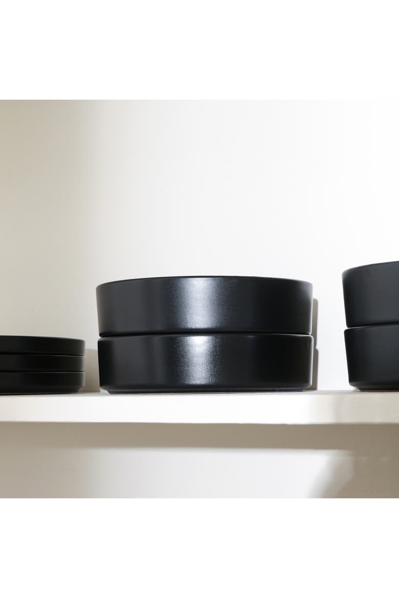 Celina Stoneware 32-Piece Dinnerware Set with Pasta Bowls, Alternate, color, Black