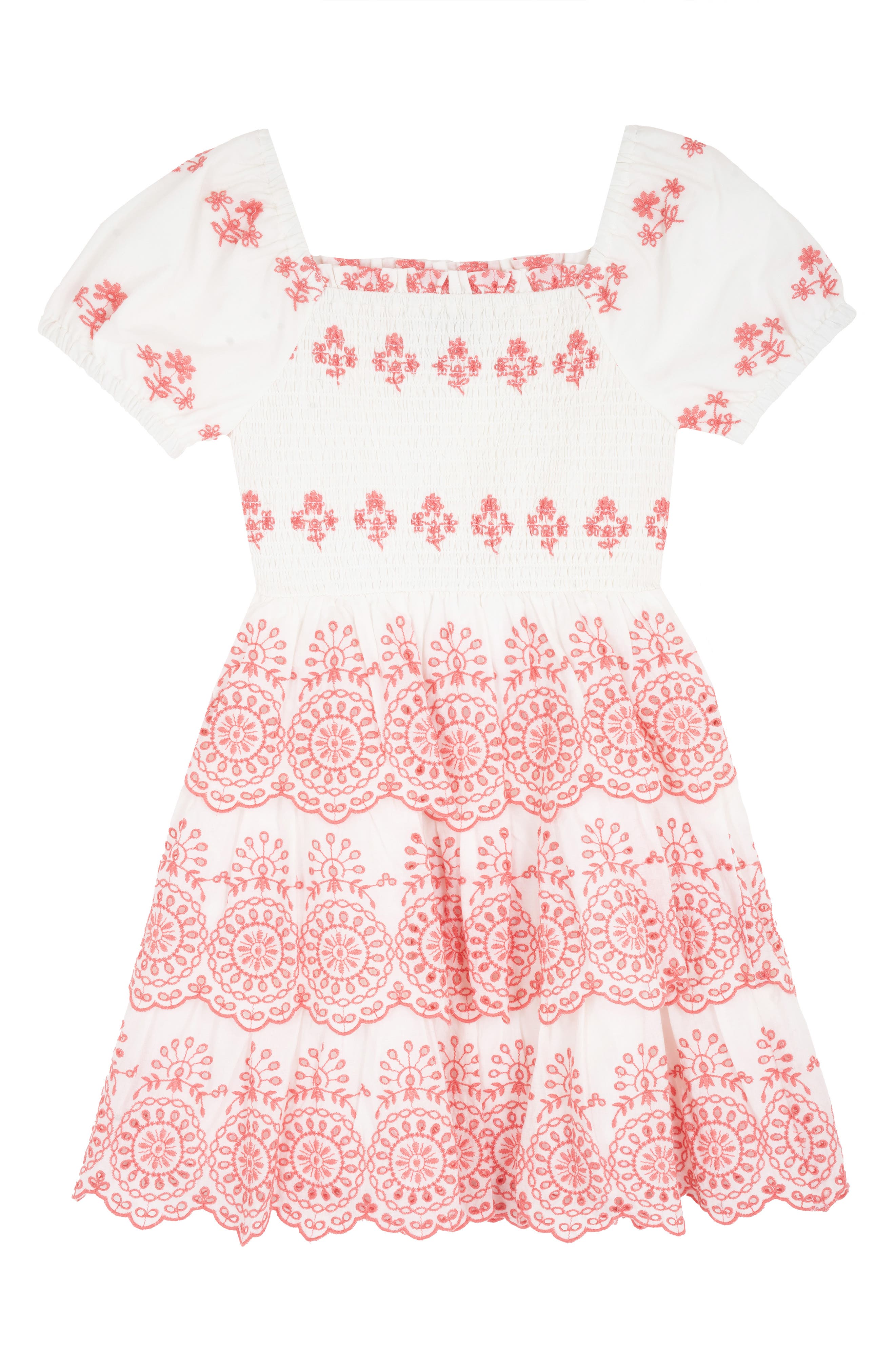 Rare Editions Kids' Cotton Eyelet Smocked Dress