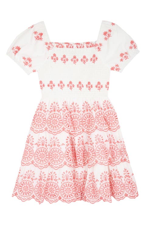 Kids' Cotton Eyelet Smocked Dress (Big Kid)
