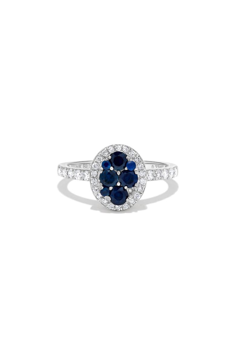 Sapphire Oval Shaped & Diamond Cluster Ring in 14K White Gold, Main, color, 14K White Gold