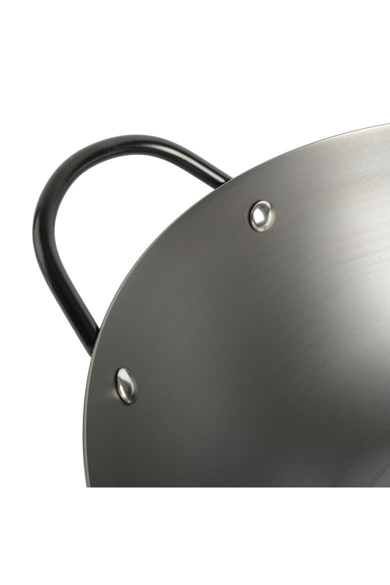 Pre-Seasoned Carbon Steel Flat Bottom Wok, Alternate, color, Black