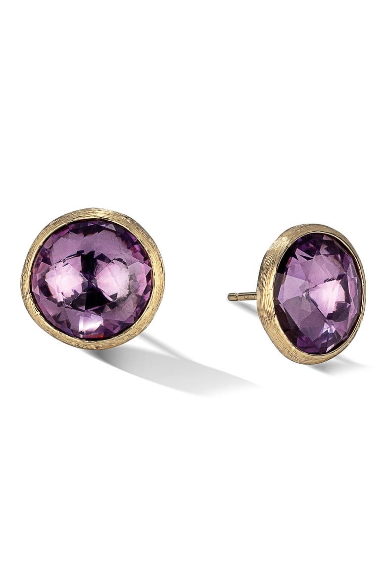 Jaipur Amethyst Stud Earrings, Main, color, YELLOW GOLD