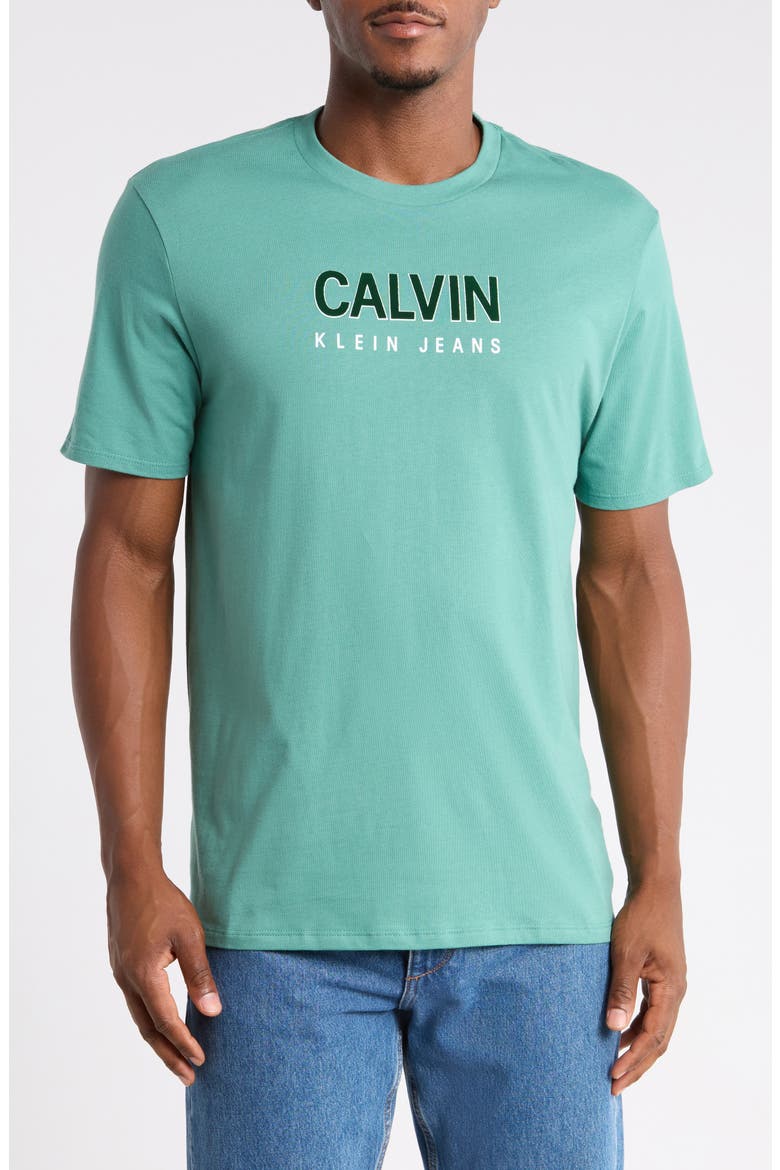 Flock Logo Graphic T-Shirt, Main, color, DEEP SEA