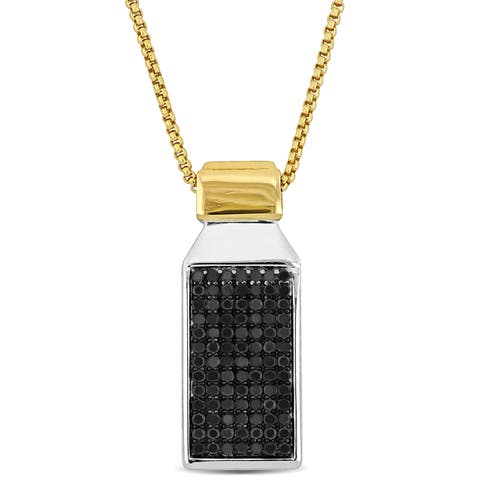 Black Diamond Rectangular Cluster Necklace 14k