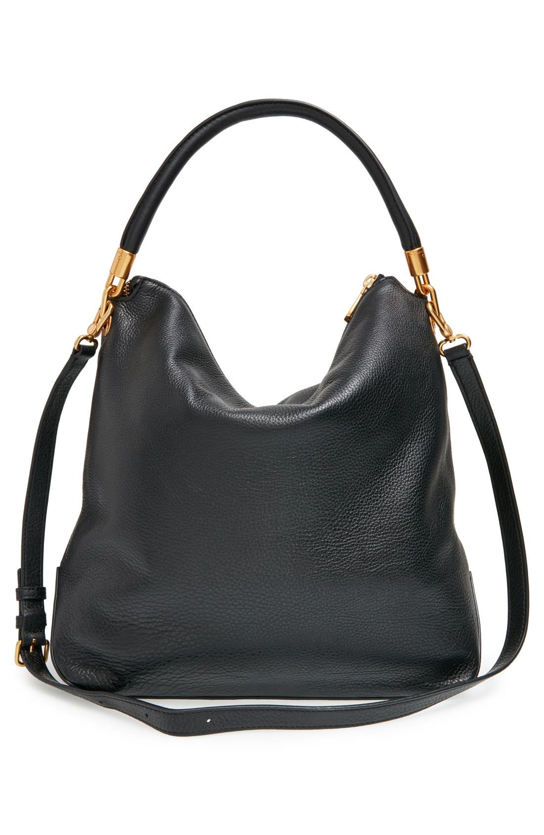MARC BY MARC JACOBS 'New Too Hot to Handle' Leather Hobo, Alternate, color, BLACK