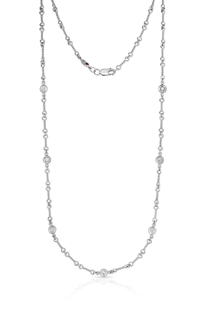 Roberto Coin Dogbone Diamond Station Necklace, Main, color, 
