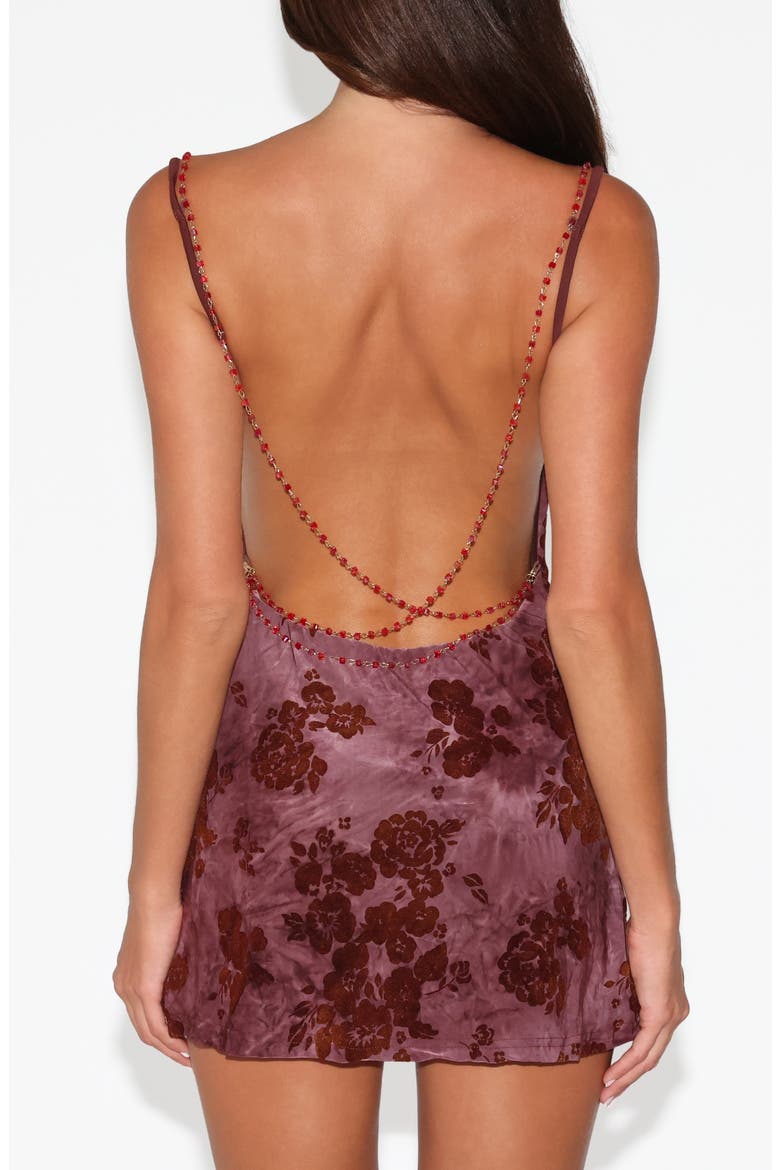 Sparrow Floral Velvet Burnout Minidress, Alternate, color, CHOCOLATE BROWN