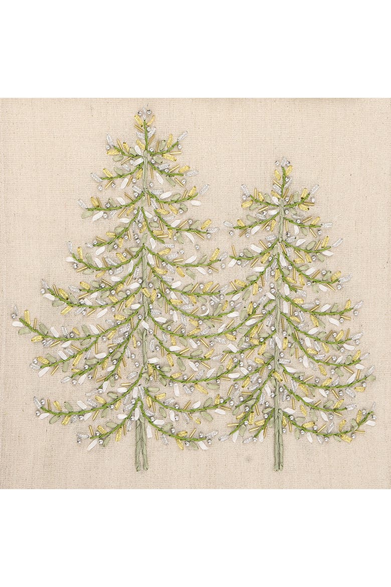 Winter Garden Evergreen Trees Cotton Blend Table Runner Christmas Table Runner 13" x 72", Alternate, color, Brown