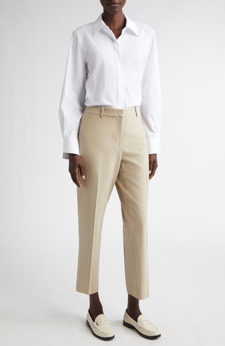 Lafayette 148 New York Clinton Stretch Wool Ankle Pants, Alternate, color, Plaster