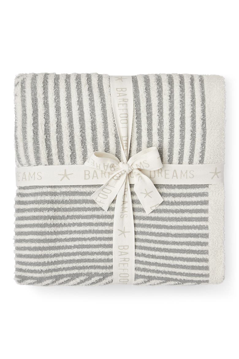 Linea Mixed Stripe CozyChic® Throw Blanket, Alternate, color, CREAM-MOONWATER