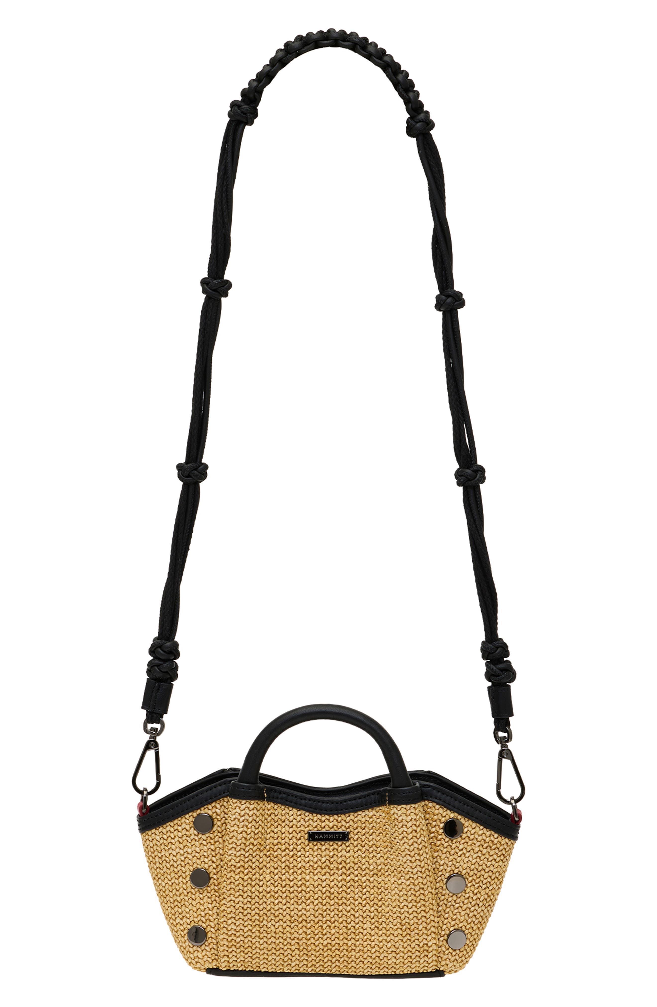 HAMMITT Long Knotted Leather Strap, Alternate, color, Noir Smooth/ Gunmetal