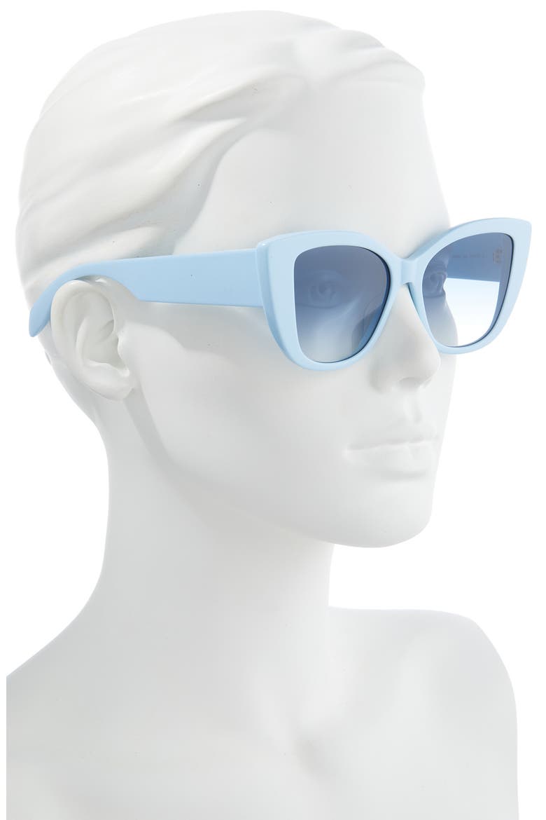 Alexander McQueen 54mm Cat Eye Sunglasses, Alternate, color, LIGHT-BLUE