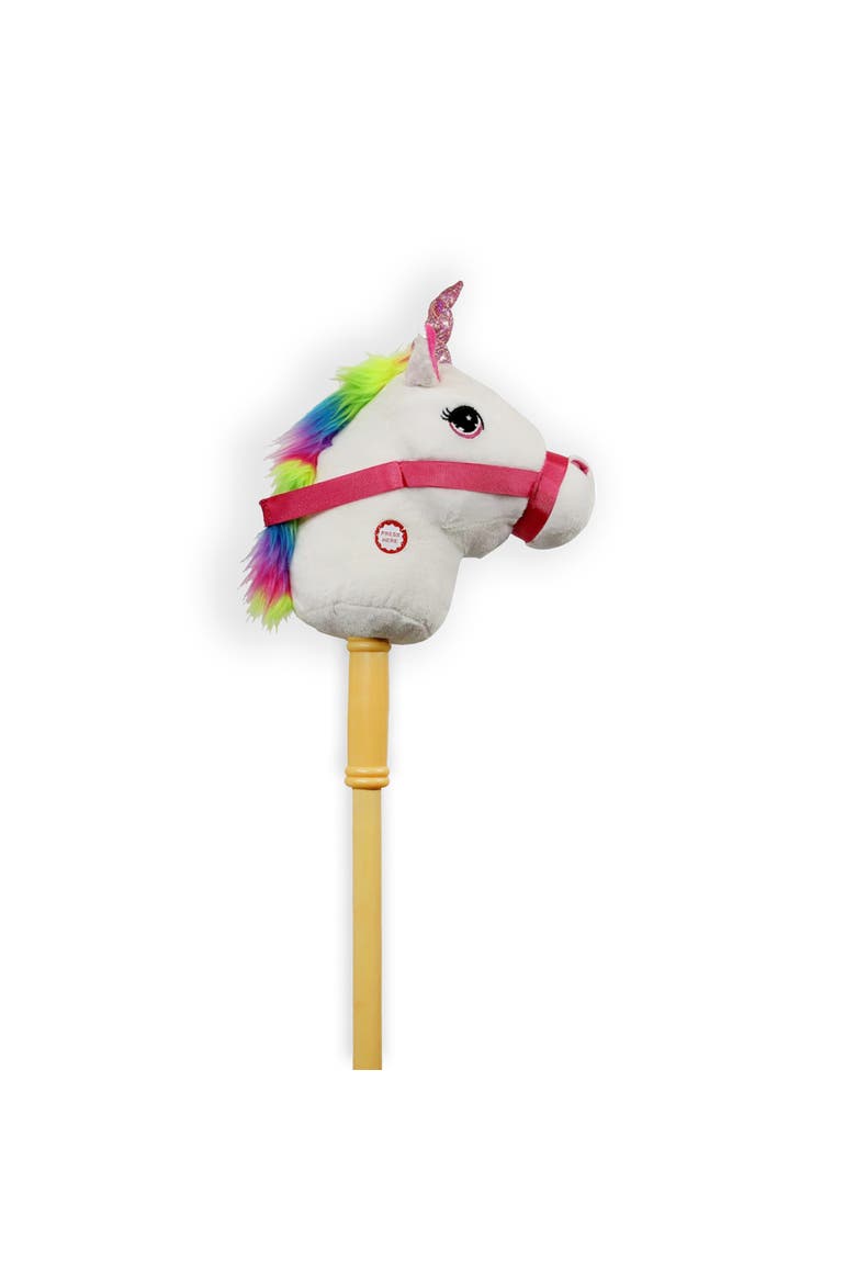 White Unicorn Stick Horse with Sound, Main, color, Multicolored