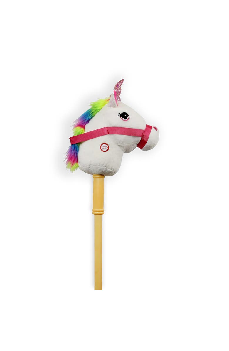 Ponyland White Unicorn Stick Horse with Sound, Main, color, Multicolored
