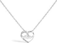 Haus of Brilliance Silver Diamond Accent MOM Heart Pendant Necklace  Inches
