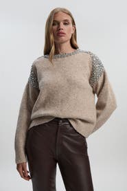 Karen Millen Embellished Trim Cosy Knit Jumper