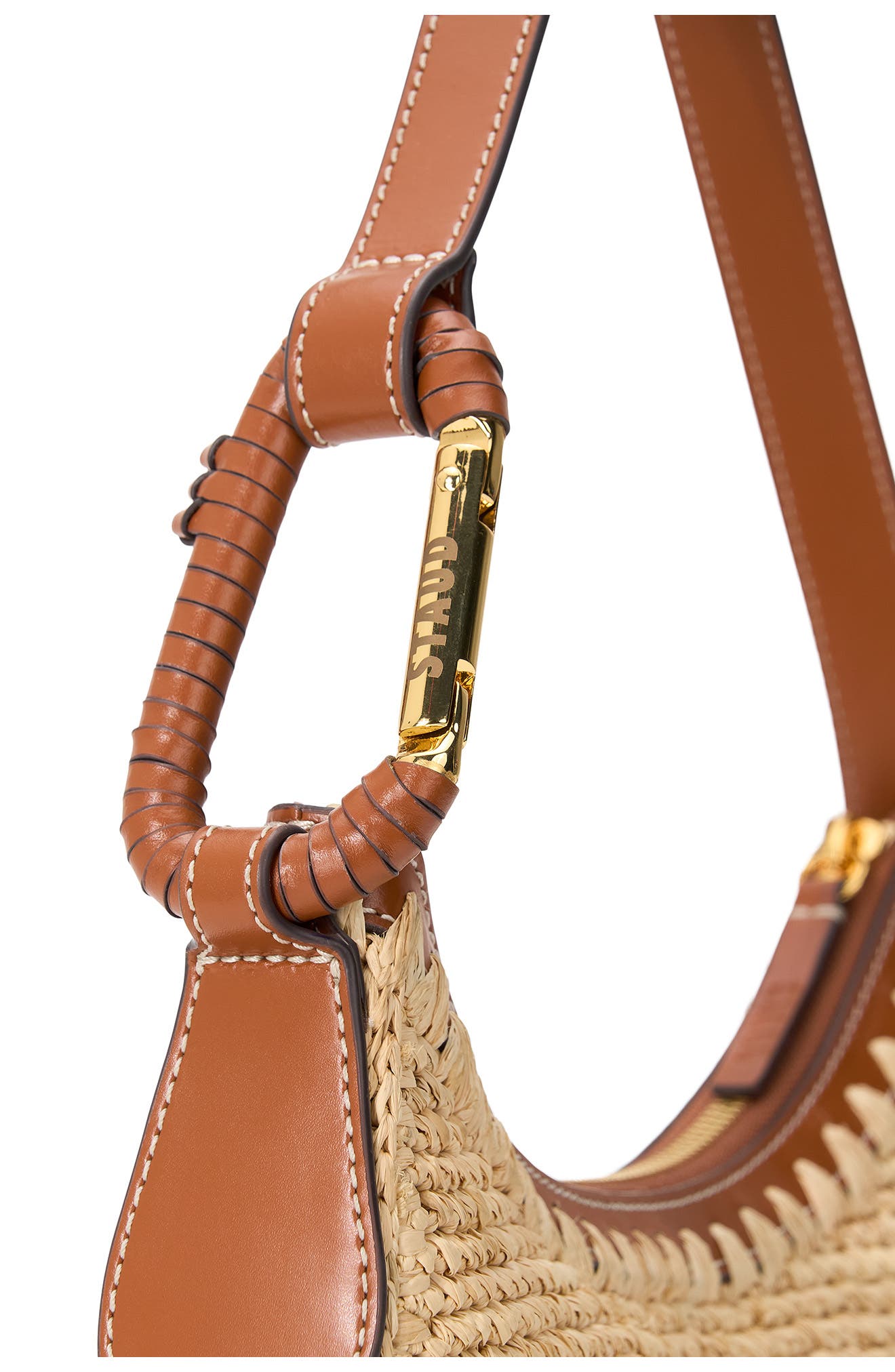 STAUD Alden Raffia Shoulder Bag, Alternate, color, Natural/ Tan