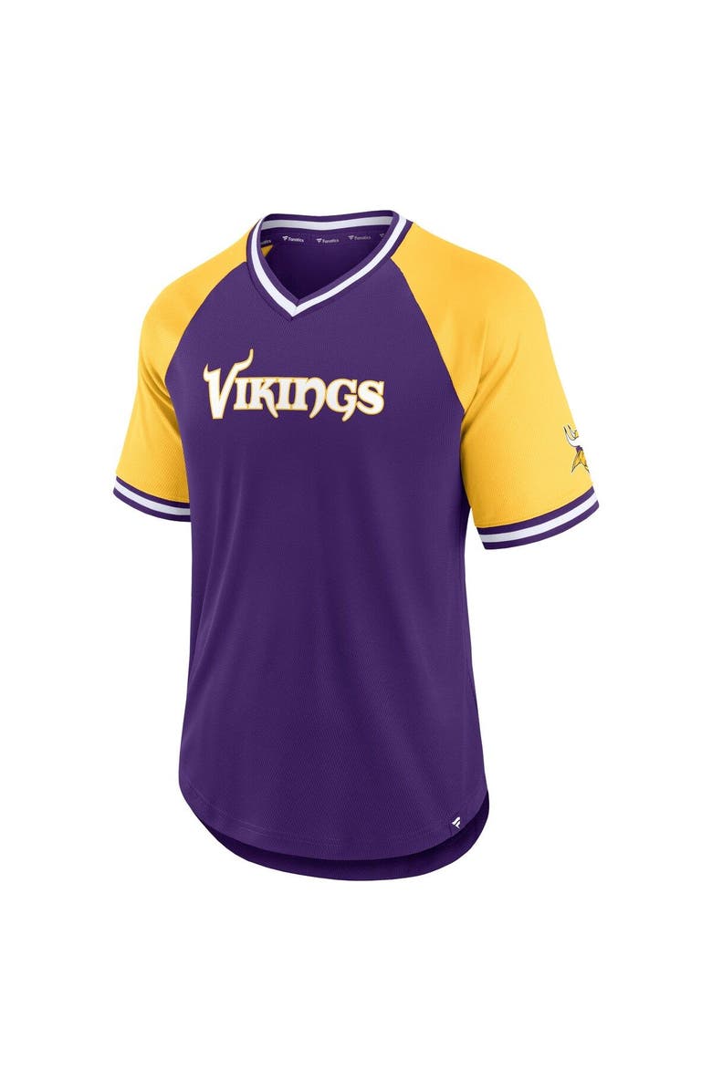 FANATICS Men's Fanatics Branded Purple/Gold Minnesota Vikings Second Wind Raglan V-Neck T-Shirt, Alternate, color,