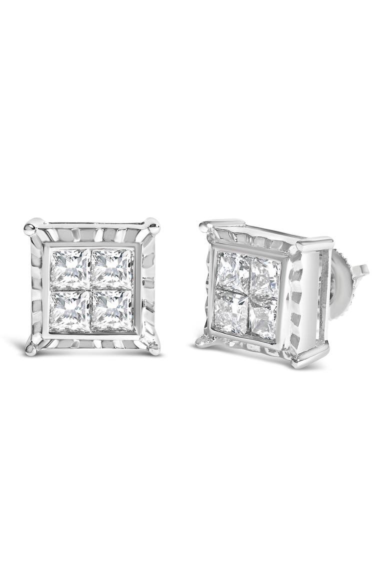 14K White Gold 1 1/2 Cttw Diamond Stud Earrings, Alternate, color, White
