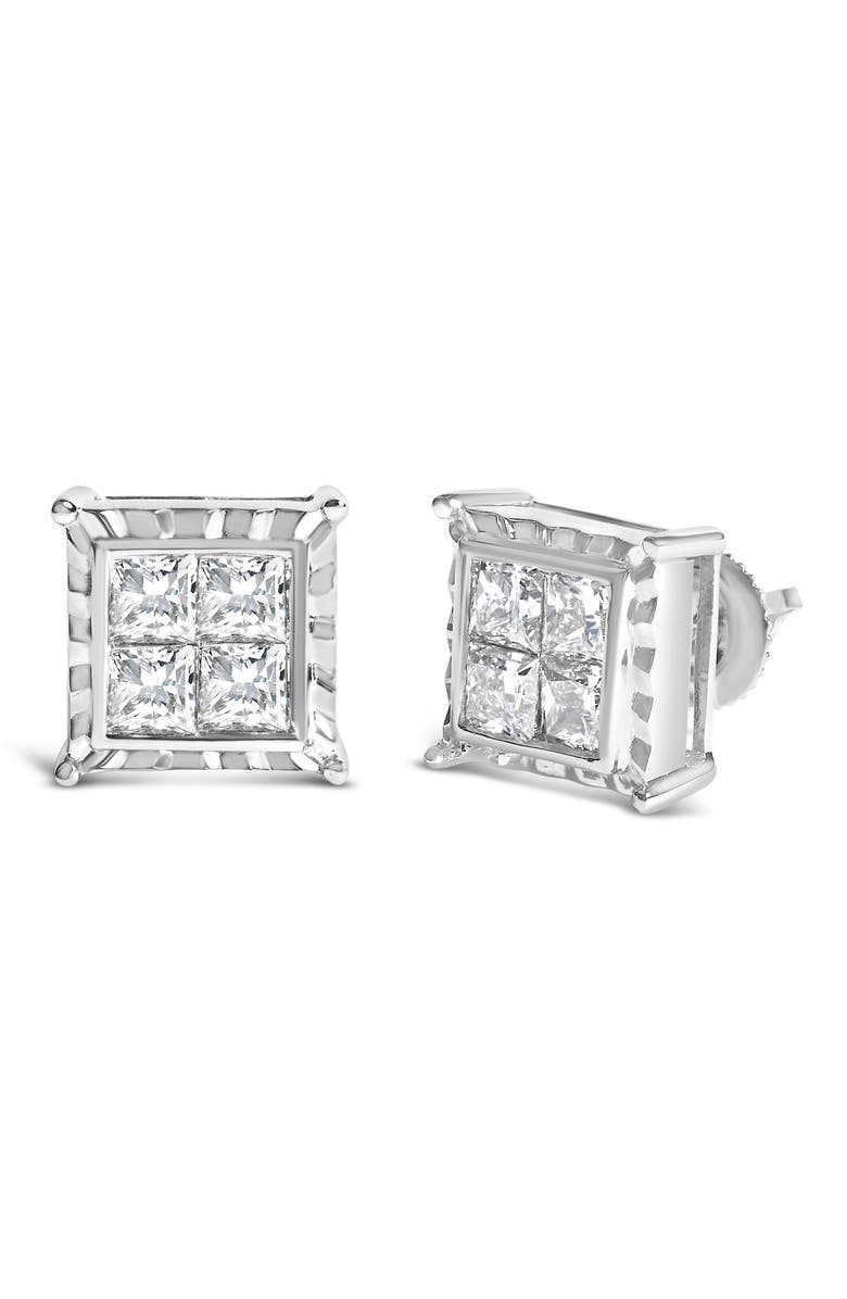Haus of Brilliance 14K White Gold 2.0 Cttw Lab Grown Diamond Wavy Quad Stud Earrings, Alternate, color, White