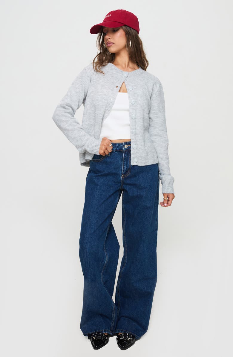 Princess Polly Denmark Crewneck Cardigan, Alternate, color, Grey