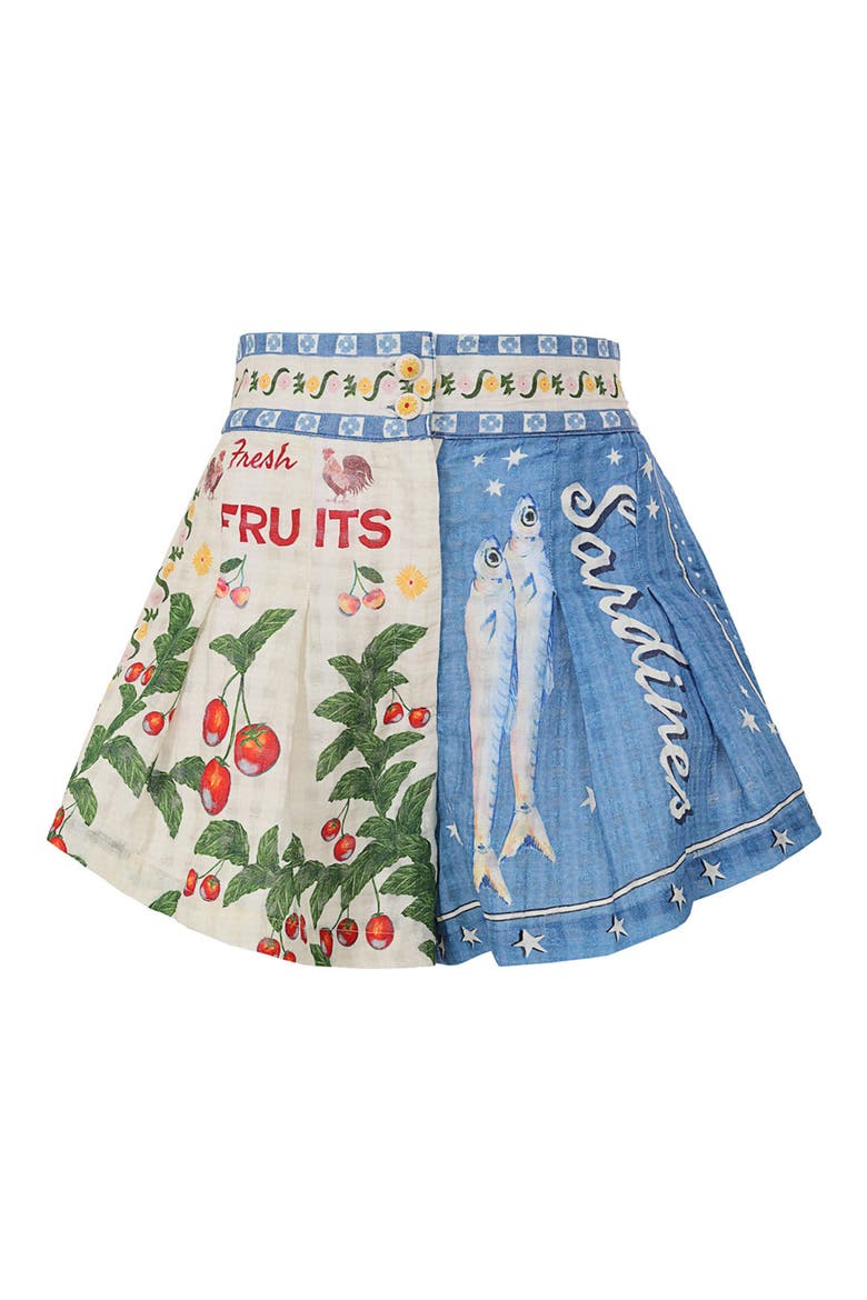 Nalia Cotton Cover-Up Shorts, Alternate, color, WHITE/ BLUE