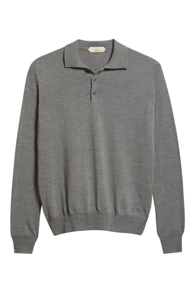 Long Sleeve Cashwool® Polo Sweater, Alternate, color, DARK GREY