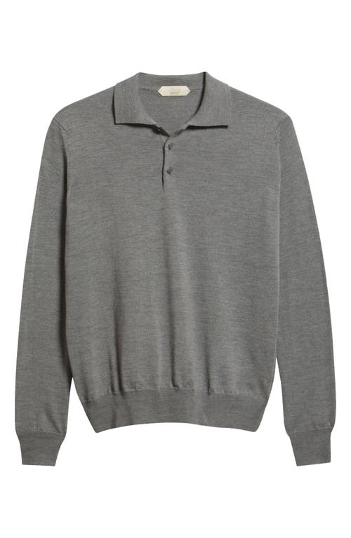 Aurélien Long Sleeve Cashwool® Polo Sweater In Gray