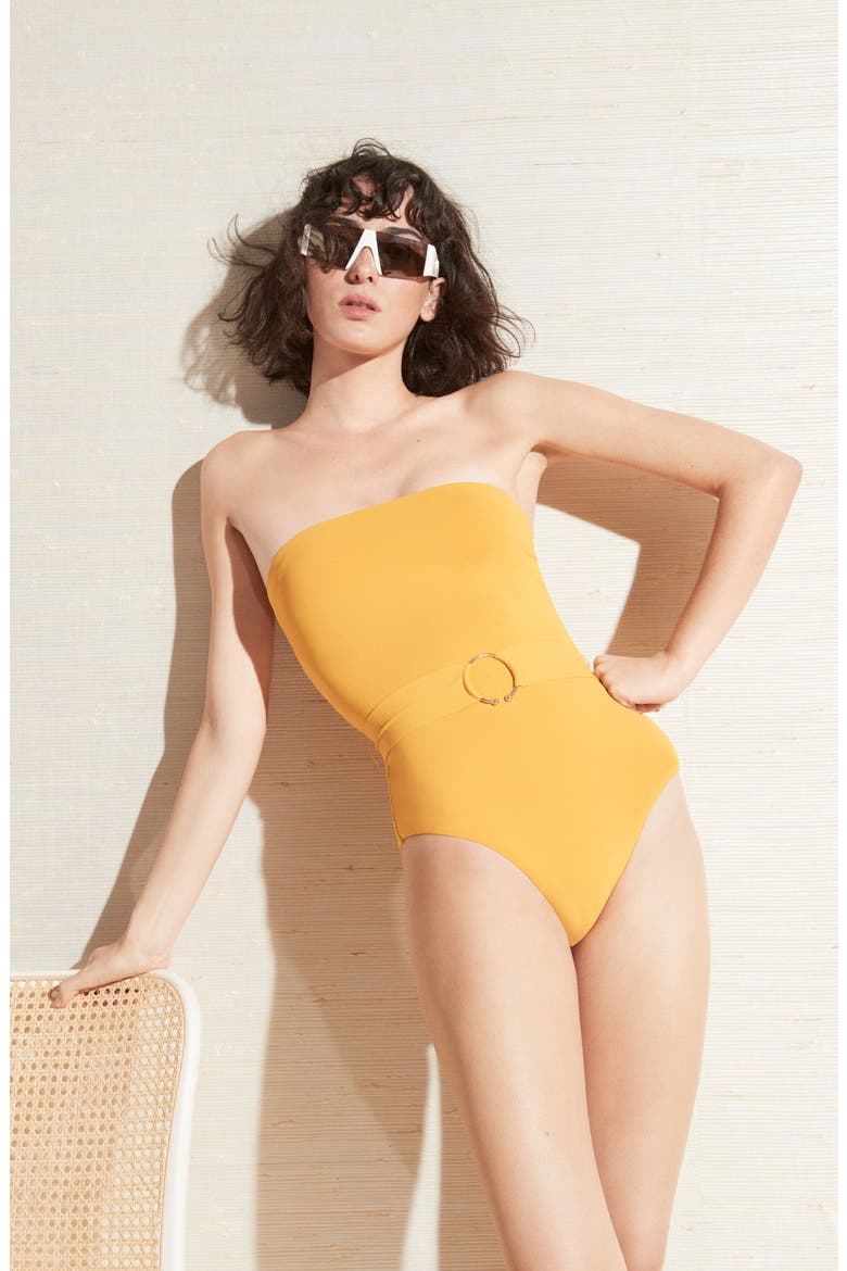 Luca Belted One-Piece Swimsuit, Alternate, color, BLACK