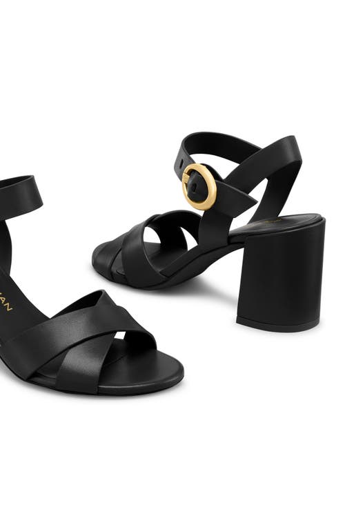 Stuart Weitzman Benni Leather Crisscross Ankle-strap Sandals In Black