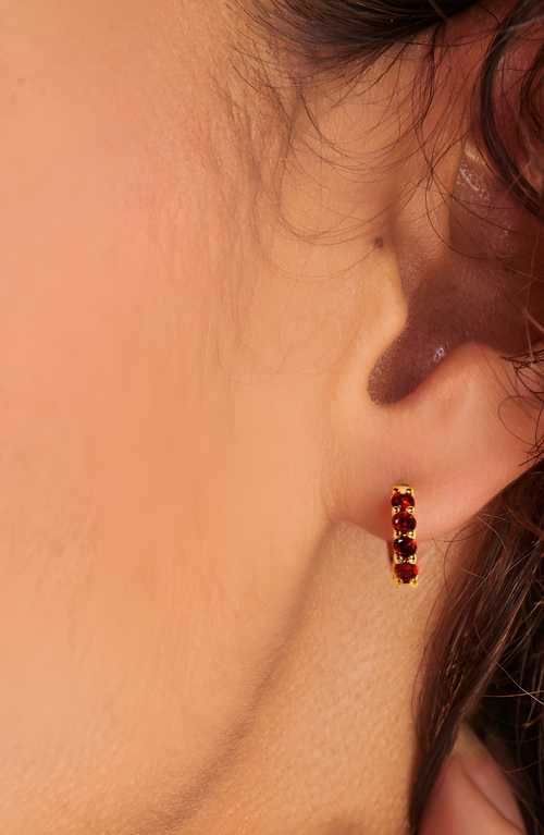 Little Sky Stone Birthstone Huggies In Red