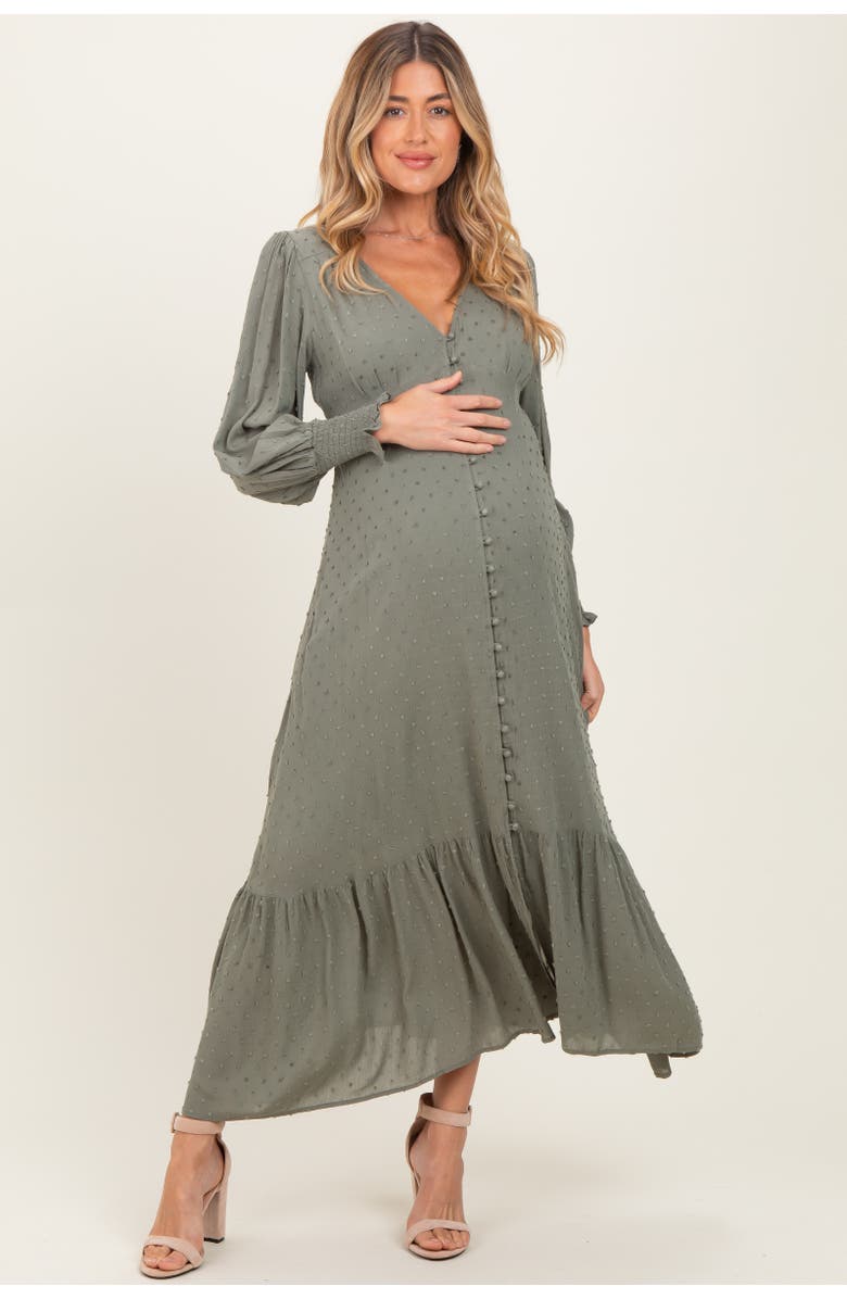 PinkBlush Swiss Dot Button Down Maxi Dress, Alternate, color, 