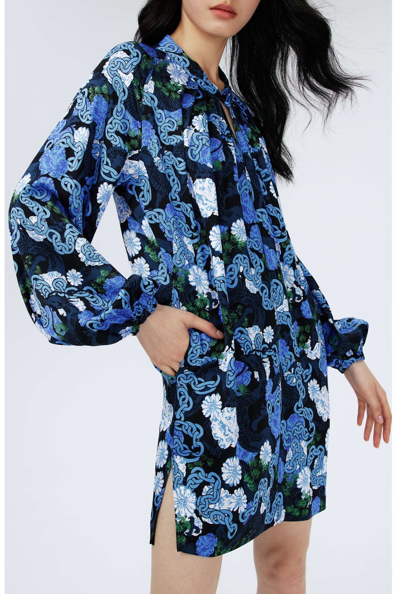 Silka Keyhole Cutout Long Sleeve Minidress, Alternate, color, DRAGON DANCE