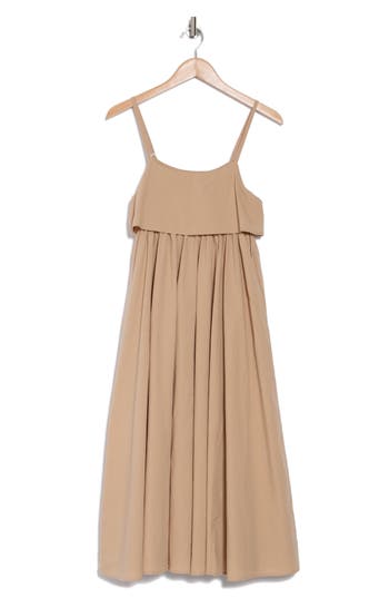 Stitchdrop Bahamas Popover Midi Dress In Beige