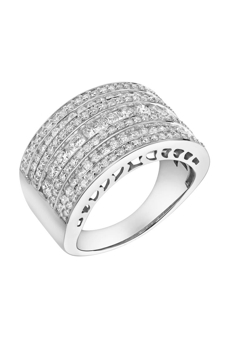 Vero 14K Gold Round Diamond Studded Dome Ring - 1.34cts, Alternate, color, 14K White Gold